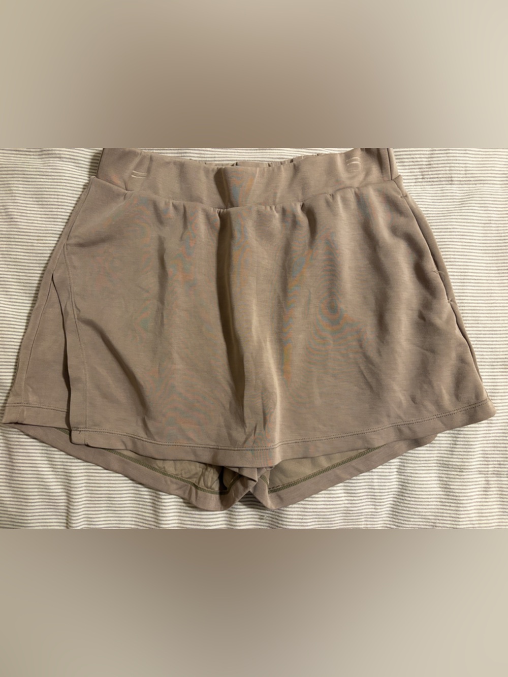 ODODOS Modal Soft Wrap Mini Skort- Taupe-Size Small